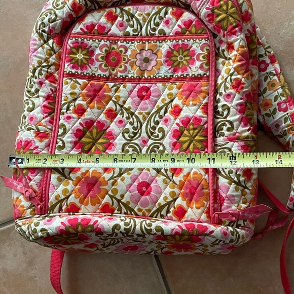 VERA BRADLEY Folkloric Pink Orange Floral Large Travel Multi-sectional Backpack - Picture 12 of 16